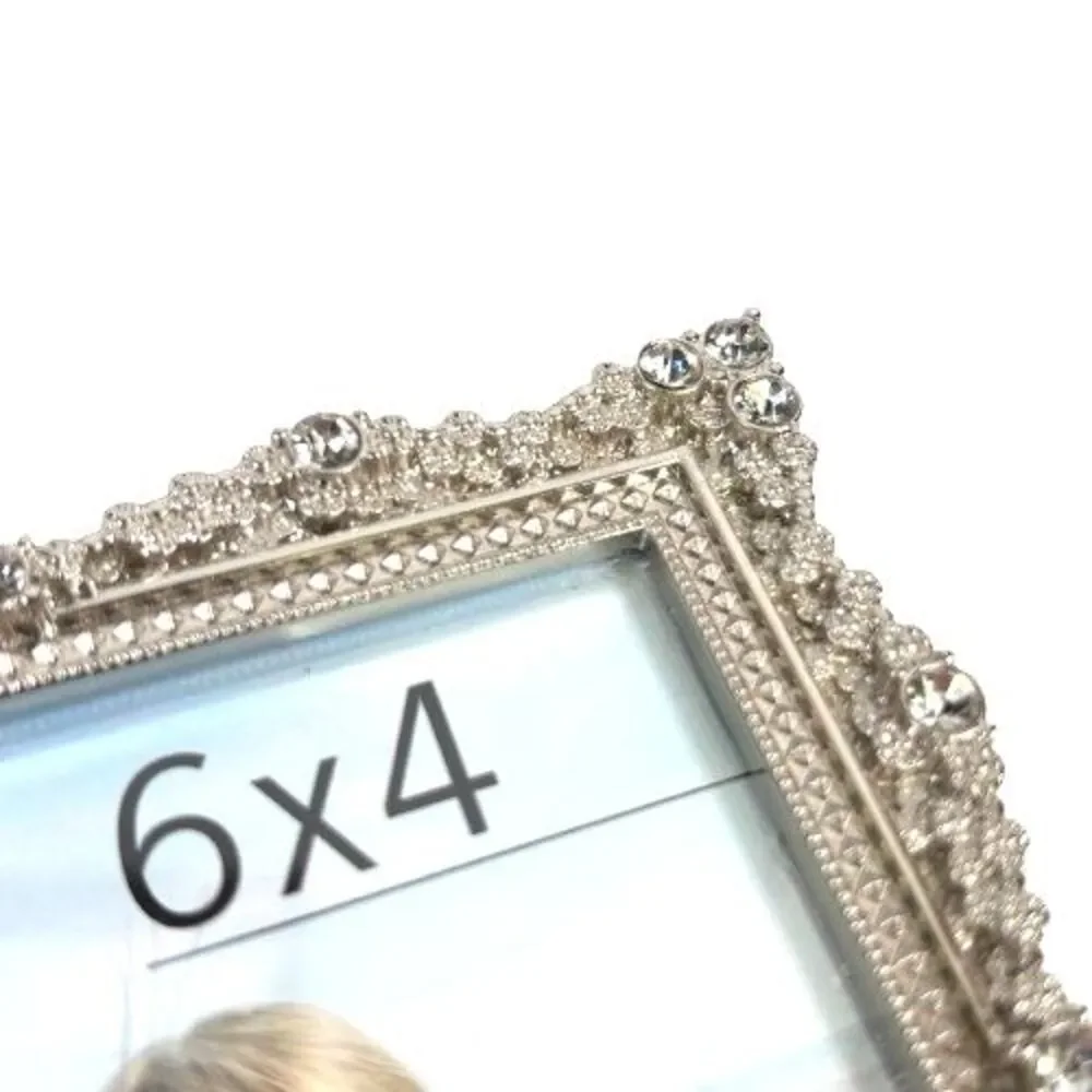 New Pair Green Tree Gallery Rhinestone Silver Rectangular Picture Frame Set of 2